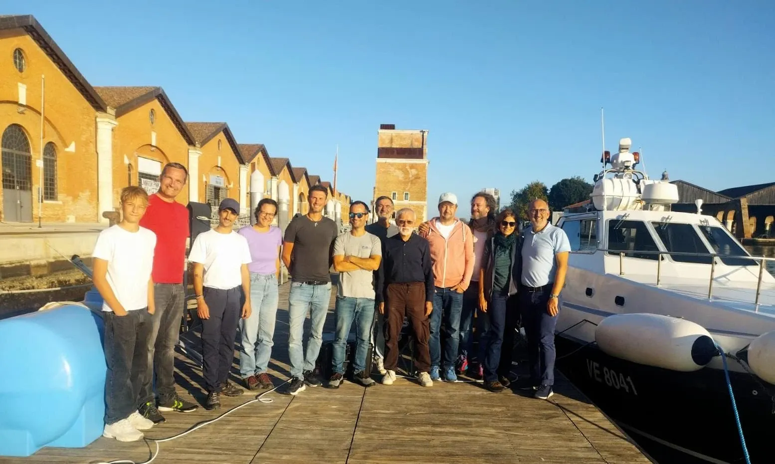 The PHY2FLEX field team beside the survey vessel in Venice